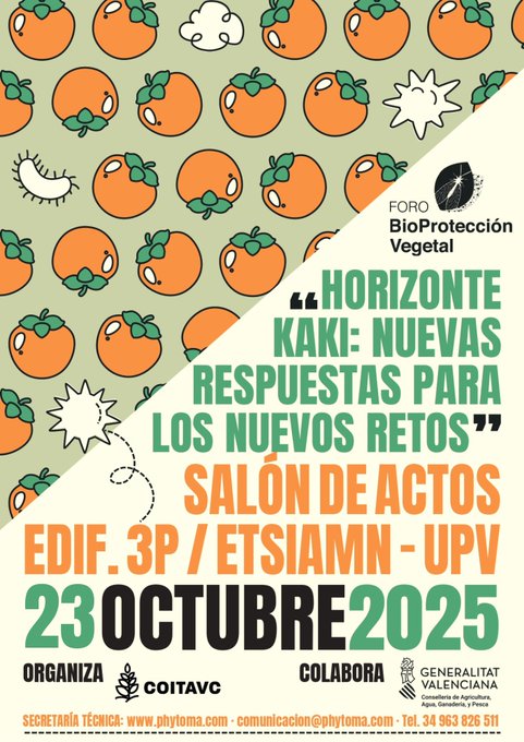 La Unió Llauradora i Ramadera (@uniollauradora) on Twitter photo 📣Foro BioProtección Vegetal #HorizonteKaki el 23 octubre. Noves respostes per a nous reptes en plagues i malalties cultiu #caqui
📍Organitza <a href="/COITAVC/">COITAVC</a> amb revista <a href="/Phytoma/">Phytoma España</a>
y col·labora la <a href="/GVAagricultura/">GVA Agricultura, Agua, Ganadería y Pesca</a>
🏡 Se celebren a la <a href="/etsiamnupv/">ETSIAMNUPV</a> <a href="/UPV/">Universitat Politècnica de València</a>
✍️ Inscripcions en setembre 📣Foro BioProtección Vegetal #HorizonteKaki el 23 octubre. Noves respostes per a nous reptes en plagues i malalties cultiu #caqui
📍Organitza <a href="/COITAVC/">COITAVC</a> amb revista <a href="/Phytoma/">Phytoma España</a>
y col·labora la <a href="/GVAagricultura/">GVA Agricultura, Agua, Ganadería y Pesca</a>
🏡 Se celebren a la <a href="/etsiamnupv/">ETSIAMNUPV</a> <a href="/UPV/">Universitat Politècnica de València</a>
✍️ Inscripcions en setembre