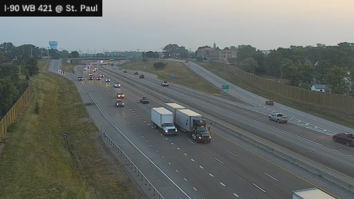 A #Cheektowaga I-90 West #TrafficAlert - disabled tandem tractor trailer Thruway west just past Cleveland Drive blocks the center lane - police are assisting, use caution in that area