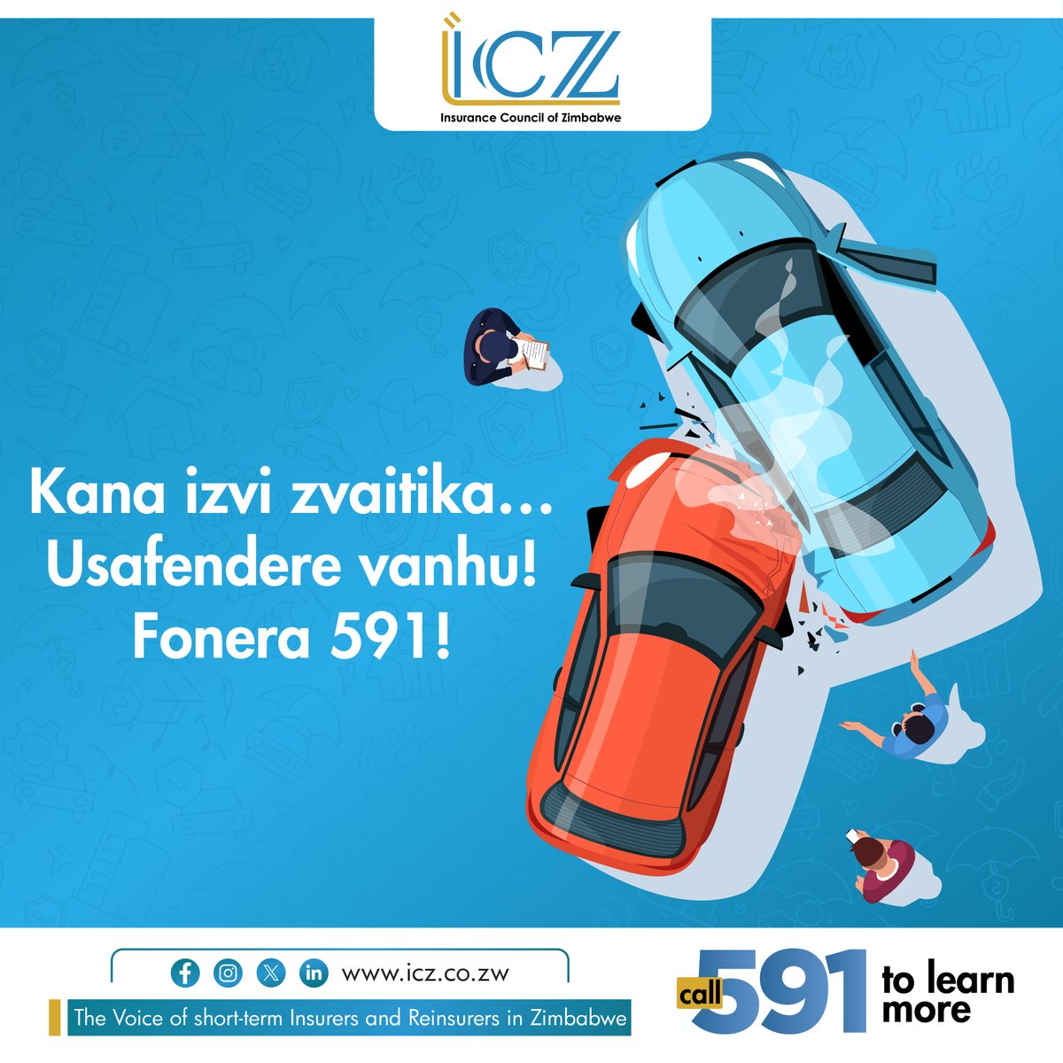 It’s Friday AND a long weekend – the perfect time to hit the road!

But remember, accidents can happen anytime. Drive safe, stay alert, and save 591 in your phone.

If the unexpected happens, call 591 for instant roadside and accident assistance.

#DriveSafeZW #ICZZimbabwe