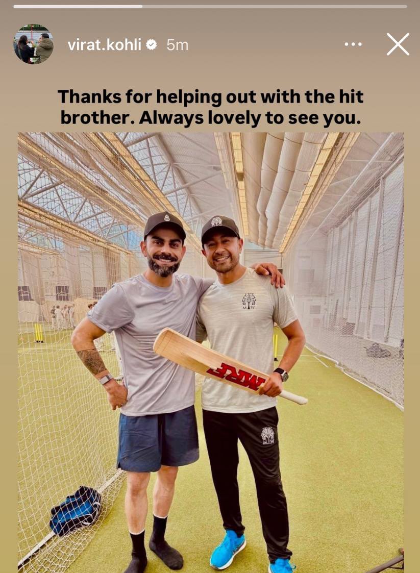 Virat Kohli back on Insta posting about practising. World is healing finally 😭❤️