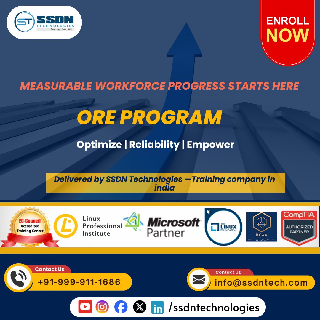 ssdntechnologie's tweet image. Introducing the ORE Program by #SSDNTechnologies – a powerful corporate training solution built to take your workforce from average to exceptional.

 ssdntech.com
📧info@ssdntech.com
📞+91-9999-111-686

#OREProgram #CorporateTrainingIndia #SSDNTech #MeasurableProgress