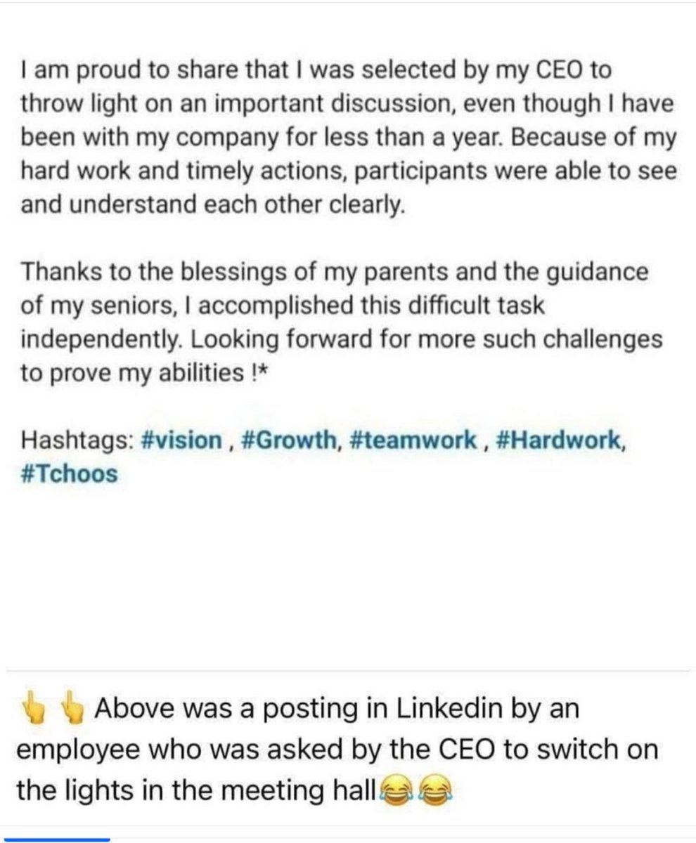 Irudravs's tweet image. Now a days #LinkedinPosts can be seen like this .. 😀😀