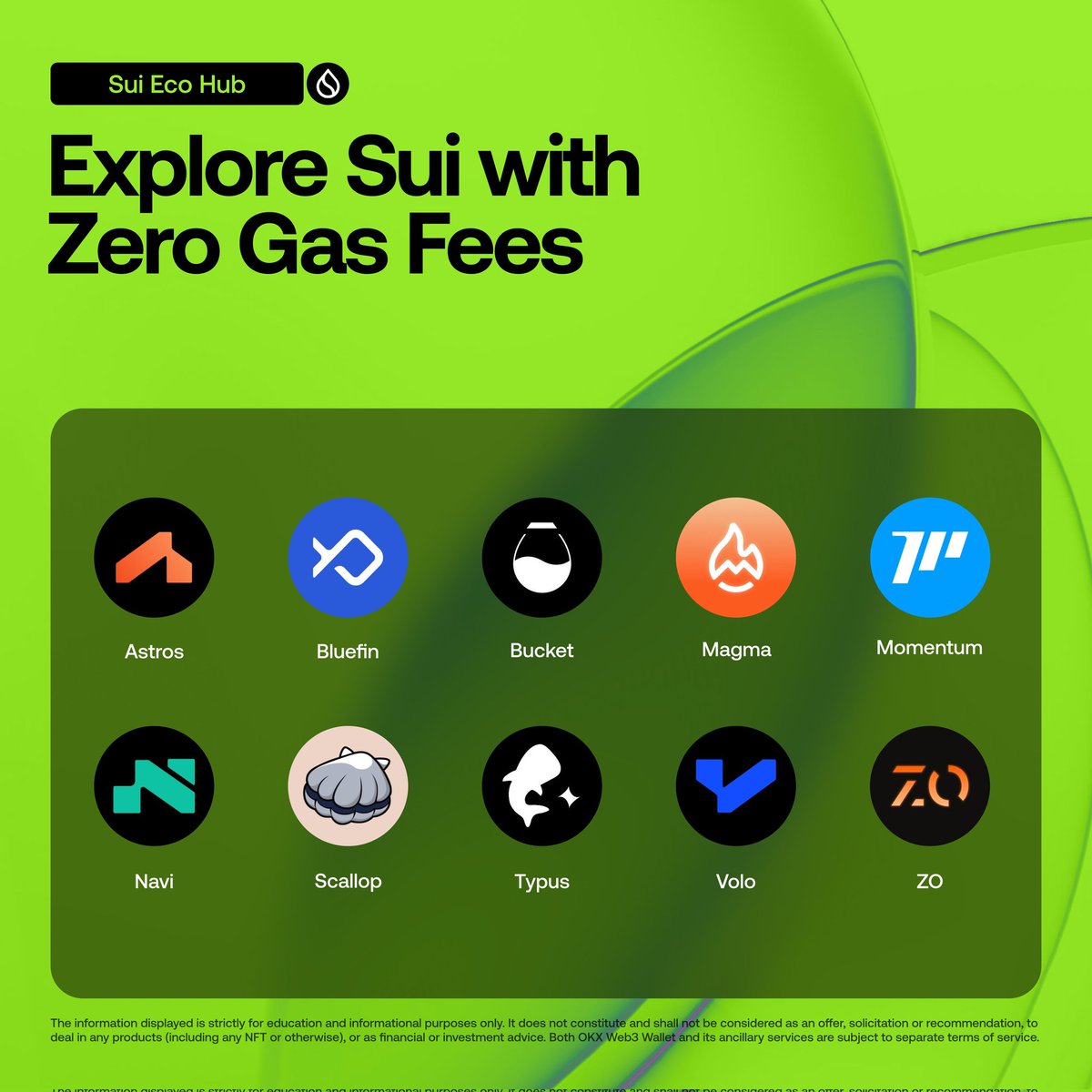 🗞️ JUST IN: <a href="/SuiNetwork/">Sui</a> now brings everything together in one place with the launch of Sui Eco Hub featuring a blend of new and well-known protocols to explore.

For a limited period, enjoy zero gas fees on participating protocols. Check individual protocol details for