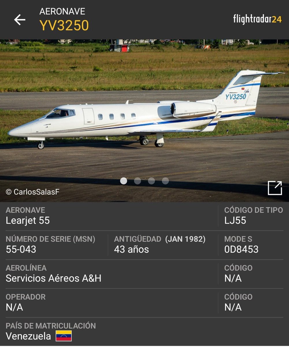 ¿Transportando nuevamente escuadrón de sicarios al Sur u otra marramucia?
Interesante el movimiento de la aeronave YV3250 al servicio del Cartel de los Soles. El Martes 5, luego de periplo por Maracaibo, salió de Caracas a Puerto Ayacucho, escala de 40 minutos y se fue directo a