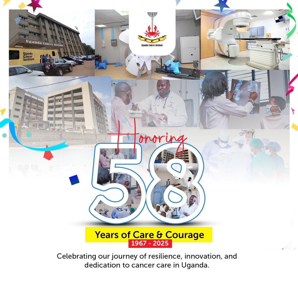 58 Years of Cancer Care Excellence! 🎉 We're proud to celebrate 58 years of dedication to cancer research, treatment, and care. Huge thanks to our incredible team and the Government of Uganda for their unwavering support. 
We reaffirm our commitment to delivering exceptional-