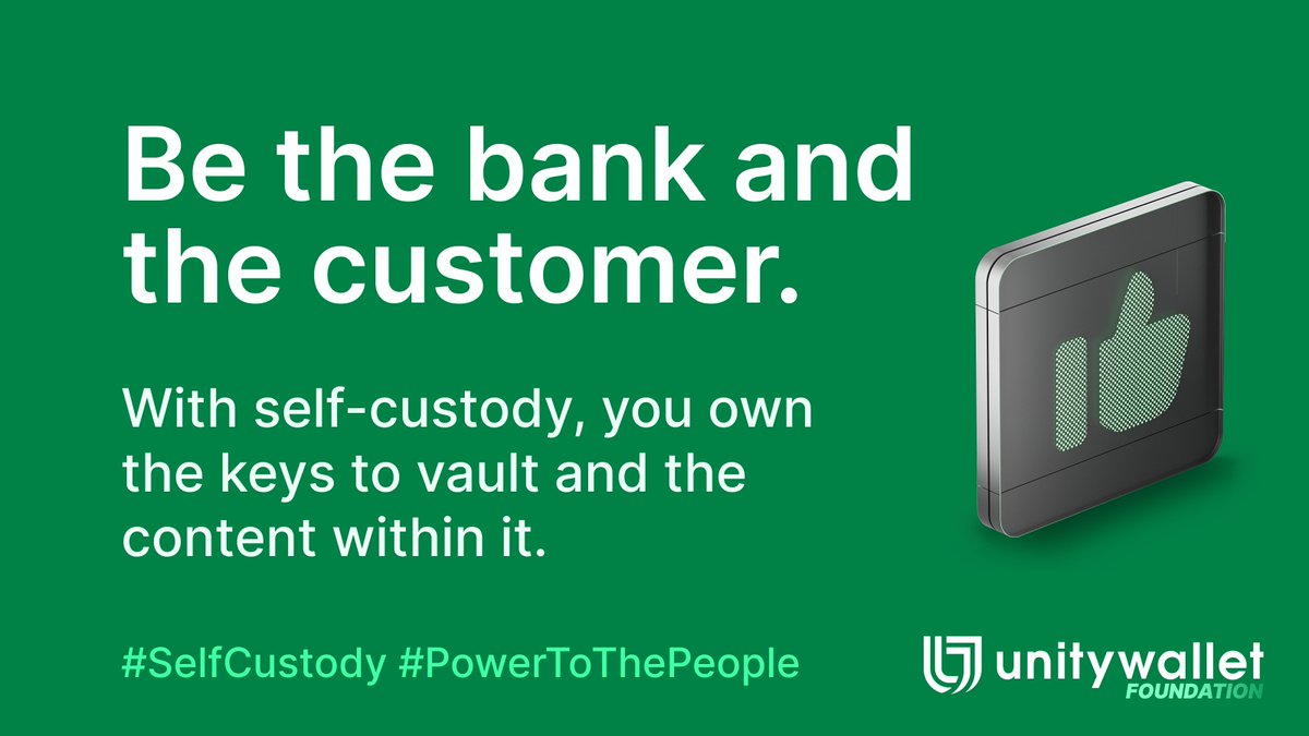 🔑 Be the bank. Be the customer.

With self-custody, you hold the 🗝️ to your vault 🏦 — and everything inside 💰

✅ No third parties.
✅ No compromises.
✅ Just true ownership.

🛡️ Powered by Unity Wallet Foundation