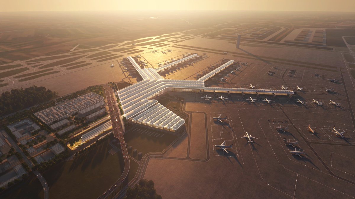 Poland is building a $34BN new transport mega-hub. Designed by <a href="/FosterPartners/">Foster + Partners</a> and integrating an airport, high speed rail terminal and road network, the Centralny Port Komunikacyjny (CPK) or Central Communications Port will sit around 25-kilometres west of Warsaw 👉