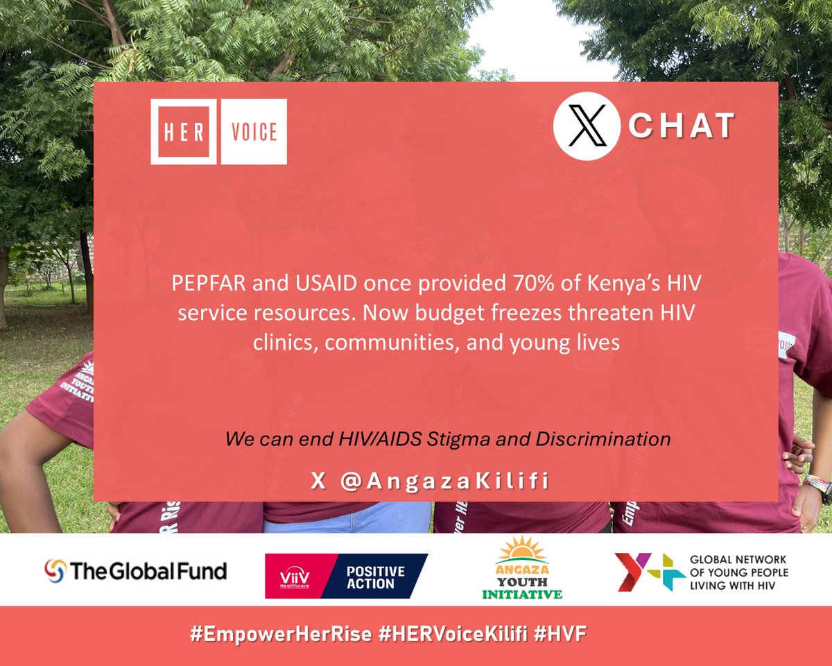 Sitesy Aoko (@aokositesy_) on Twitter photo When 70% of HIV service funding is frozen, the impact is devastating—clinics close, communities suffer, and lives are at risk. #EmpowerHerRise #HERVoiceKilifi #HVF
<a href="/AngazaKilifi/">ANGAZA Youth Initiative</a>
<a href="/GlobalFund/">The Global Fund</a>
<a href="/Yplus_Global/">Y+ Global</a>
<a href="/ypluskenya/">Y+Kenya</a>
<a href="/ViiVHC/">ViiV Healthcare</a> When 70% of HIV service funding is frozen, the impact is devastating—clinics close, communities suffer, and lives are at risk. #EmpowerHerRise #HERVoiceKilifi #HVF
<a href="/AngazaKilifi/">ANGAZA Youth Initiative</a>
<a href="/GlobalFund/">The Global Fund</a>
<a href="/Yplus_Global/">Y+ Global</a>
<a href="/ypluskenya/">Y+Kenya</a>
<a href="/ViiVHC/">ViiV Healthcare</a>