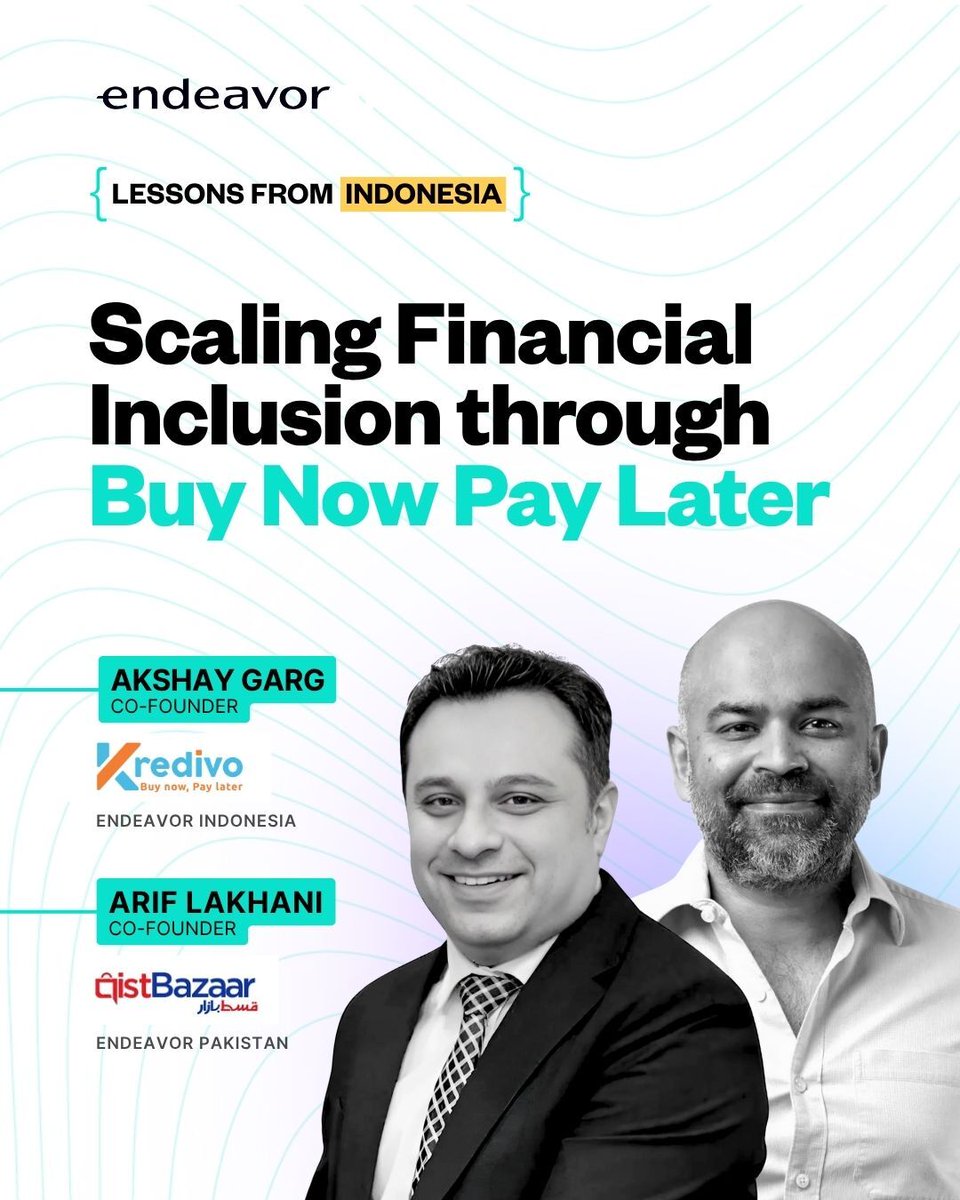 In Indonesia, Kredivo is making credit accessible.

In Pakistan, <a href="/QistBazaar/">Qist Bazaar</a>  is turning aspirations into ownership.

In markets where trust in credit is low, they’re building it—through products that meet people where they are.

#endeavorpakistan #emergingmarkets #BNPL