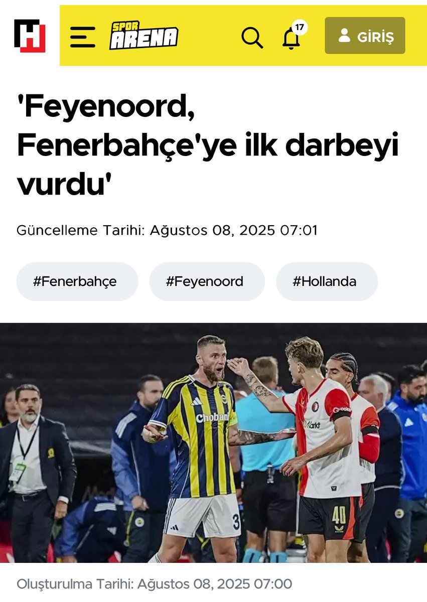 Sanki Feyenoord bu ülkenin takımı da Fenerbahçe yabancı rakip. Allah belasını versin sizdeki bu Fenerbahçe kompleksinin, düşmanlığının. Sezon açılmadan başladınız bu abidik gubidik algı işlerine. Daha ne kadar küçüleceksiniz bakalım.