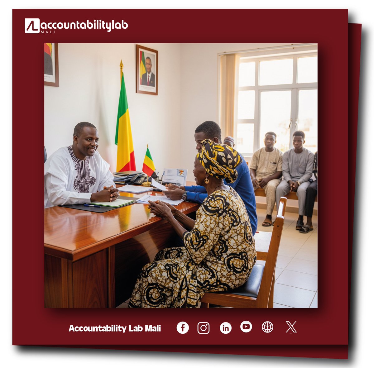 Accountability Lab Mali (@accountlabml) on Twitter photo Intégrité dans l’administration: un levier de transformation
Une gouvernance crédible repose sur l’intégrité.
Chez <a href="/AccountLab/">Accountability Lab</a>, nous sensibilisons à la transparence, à la redevabilité et valorisons un leadership exemplaire pour rebâtir la confiance citoyens-institutions. Intégrité dans l’administration: un levier de transformation
Une gouvernance crédible repose sur l’intégrité.
Chez <a href="/AccountLab/">Accountability Lab</a>, nous sensibilisons à la transparence, à la redevabilité et valorisons un leadership exemplaire pour rebâtir la confiance citoyens-institutions.
