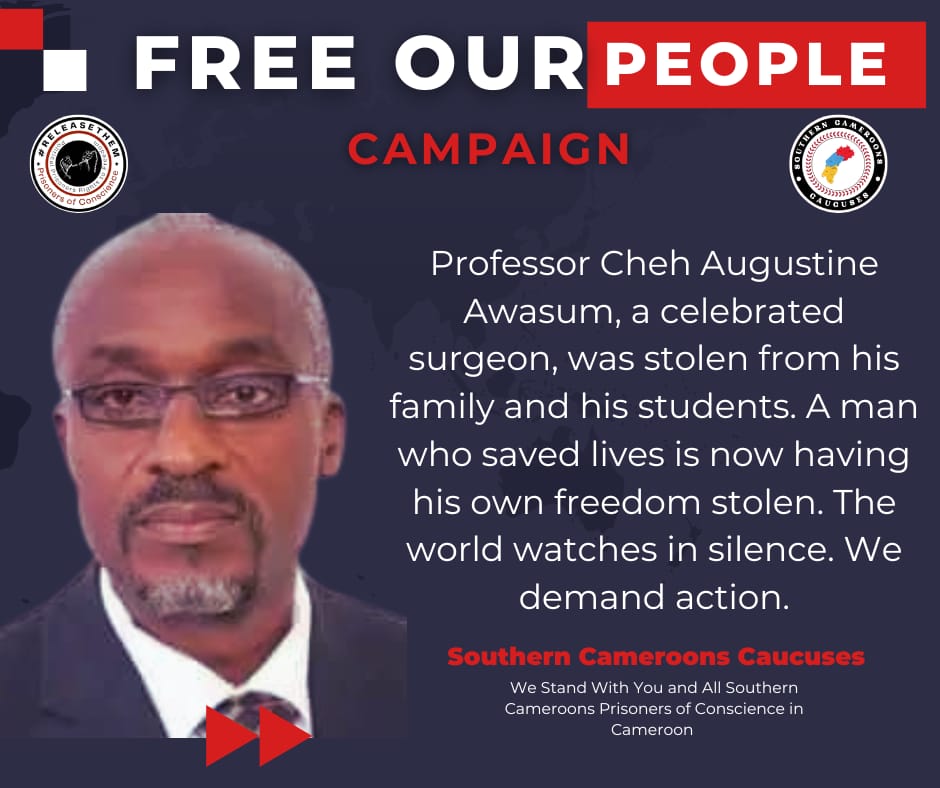 Jerioth (@jerioth18) on Twitter photo Professor Cheh Augustine Awasum, a celebrated surgeon, was stolen from his family and his students. A man who saved lives is now having his own freedom stolen. The world watches in silence. We demand action. #ProfAwasum #SouthernCameroons <a href="/dwnews/">DW News</a> <a href="/VOAAfrica/">VOA Africa</a> <a href="/CNNAfrica/">CNN Africa</a> Professor Cheh Augustine Awasum, a celebrated surgeon, was stolen from his family and his students. A man who saved lives is now having his own freedom stolen. The world watches in silence. We demand action. #ProfAwasum #SouthernCameroons <a href="/dwnews/">DW News</a> <a href="/VOAAfrica/">VOA Africa</a> <a href="/CNNAfrica/">CNN Africa</a>