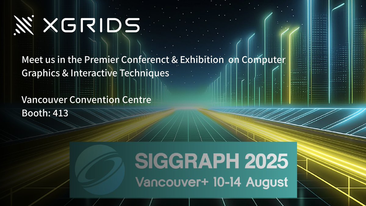 We're heading to #SIGGRAPH2025! 🎉
📍Booth 413, Vancouver Convention Centre
Explore the latest from XGRIDS: real-time #3DGS, stunning digital twins &amp; new products you won’t want to miss.

Plus: Lukasz, Michael, Fay… and 2 surprise guests 👀
#GaussianSplatting #3D #XR
