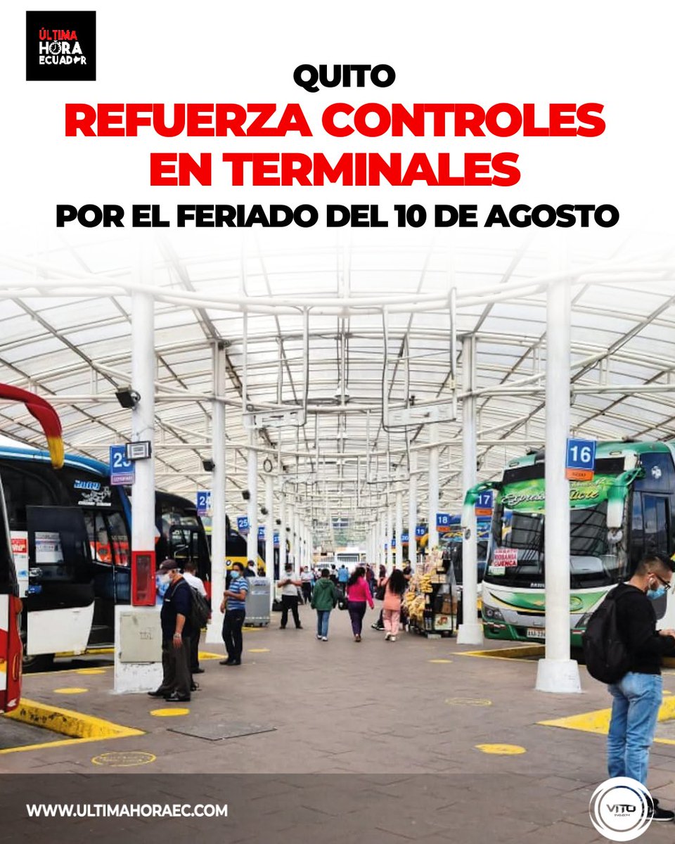 Quito tendrá un operativo especial en sus terminales terrestres por el feriado del 10 de agosto. 

Se espera el movimiento de más de 249 000 personas. Habrá controles, seguridad y asistencia en Quitumbe, Carcelén y las terminales microrregionales.