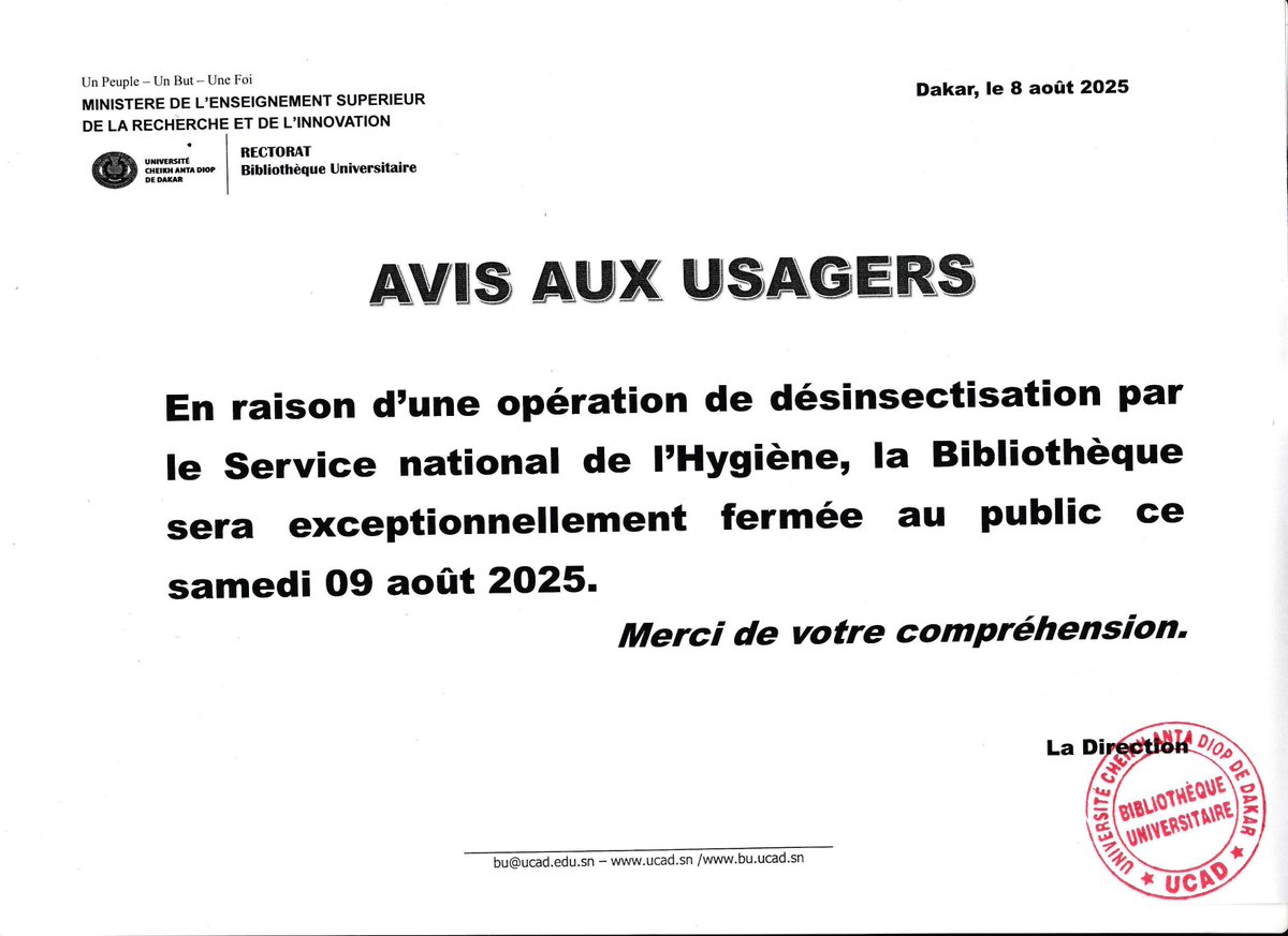 Bibliothèque Universitaire Cheikh Anta DIOP (@bu_ucad) on Twitter photo 