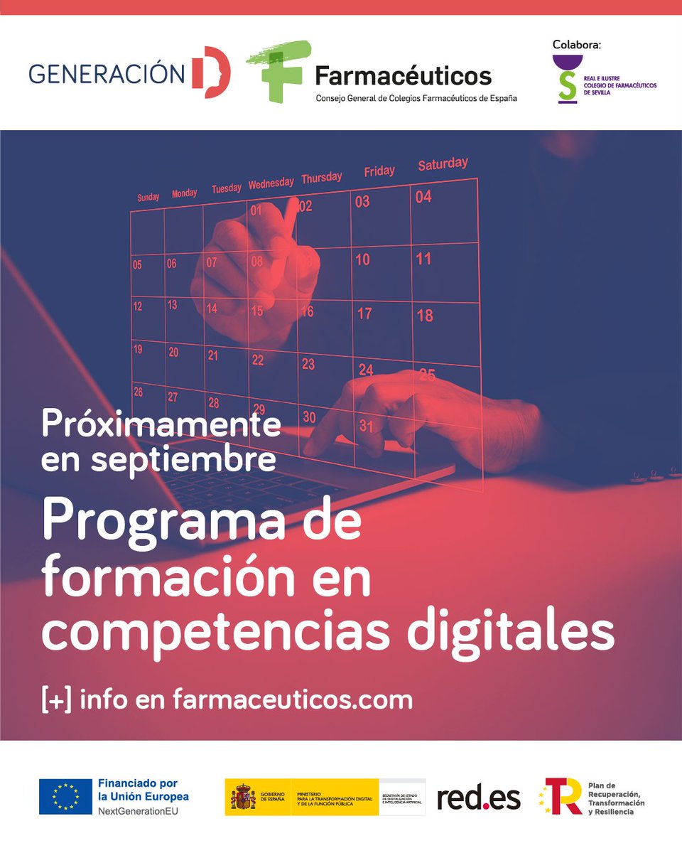 🧠💻 ¿Eres farmacéutico/a? Da un paso adelante en tu carrera con el nuevo plan de formación gratuita en competencias digitales 📲

Participa en esta formación 100% gratuita para farmacéuticos y vive una oportunidad única para avanzar profesionalmente y adaptarte a los nuevos