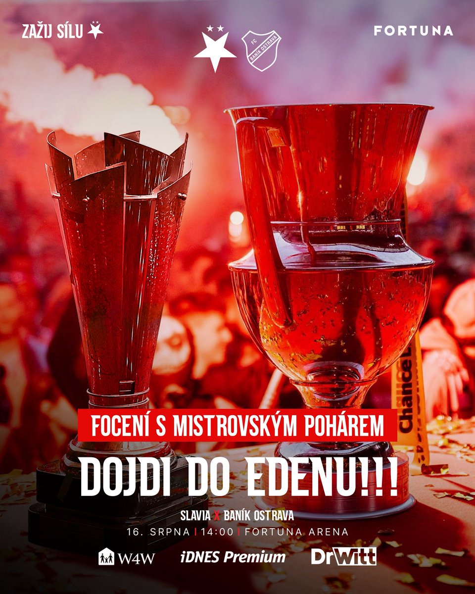 🏆 Dojdi do Edenu a vyfoť se s pohárem mistrů

V koridoru stadionu od 13:00 máte jedinečnou příležitost pořídit si fotku s pohárem mistrů i mistryň. 📸

Vstupenky jen za 100 Kč 👉 slavia.cz/VstupenkyNaZeny