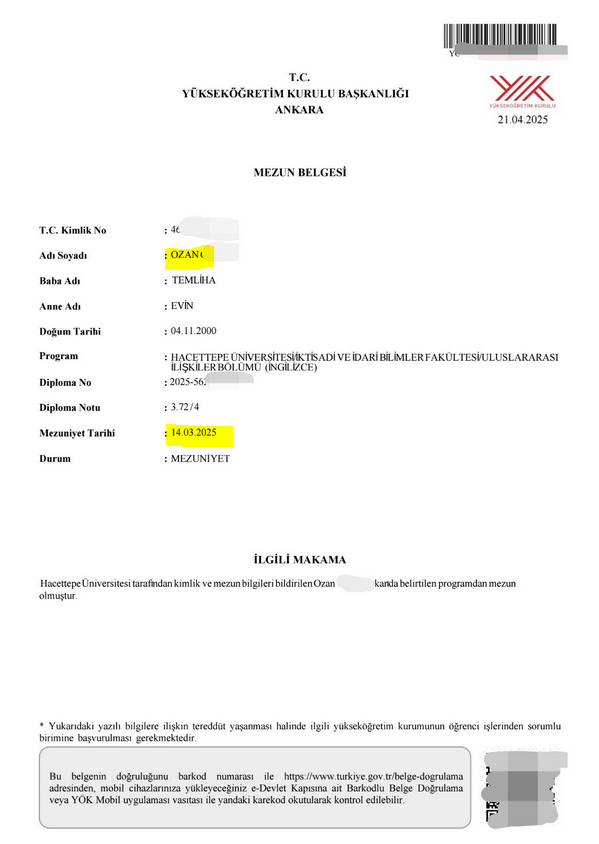 İlk paylaşımdaki diplomaya ve sonrasındaki 3 resme dikkatlice bakın (imzalar, isim, tarihler)