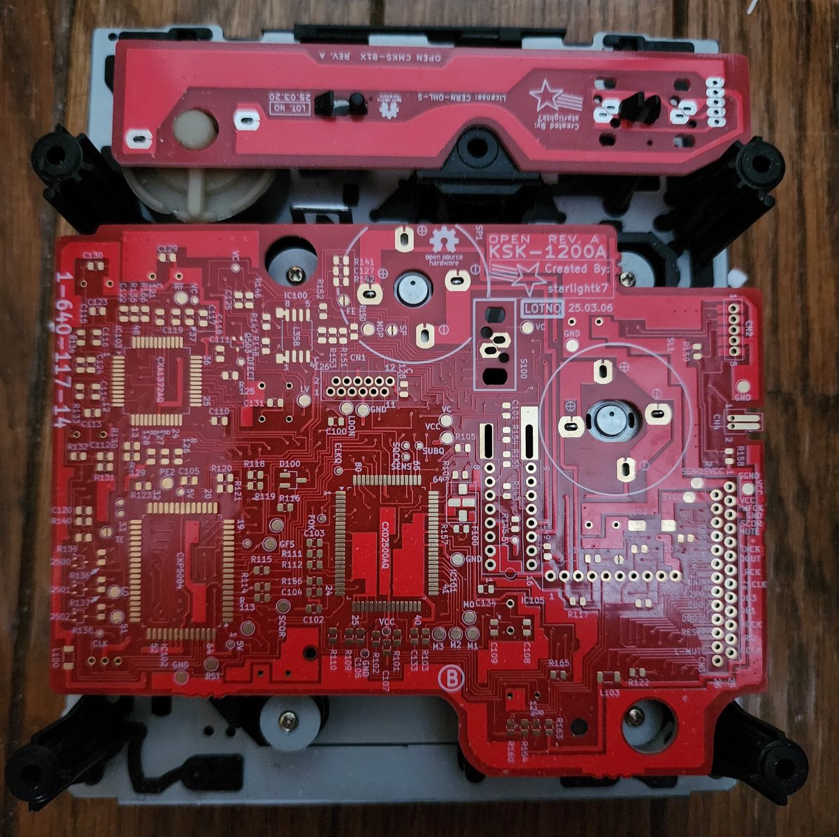 I've been working on a #SegaCD Model 1 Laser board reproduction for a bit now. 😄 This will be coming soon as OSHW. This can be used as repair part for these, especially since the original is fragile and many people have damaged pads on theirs when trying to recap them 😅 1/