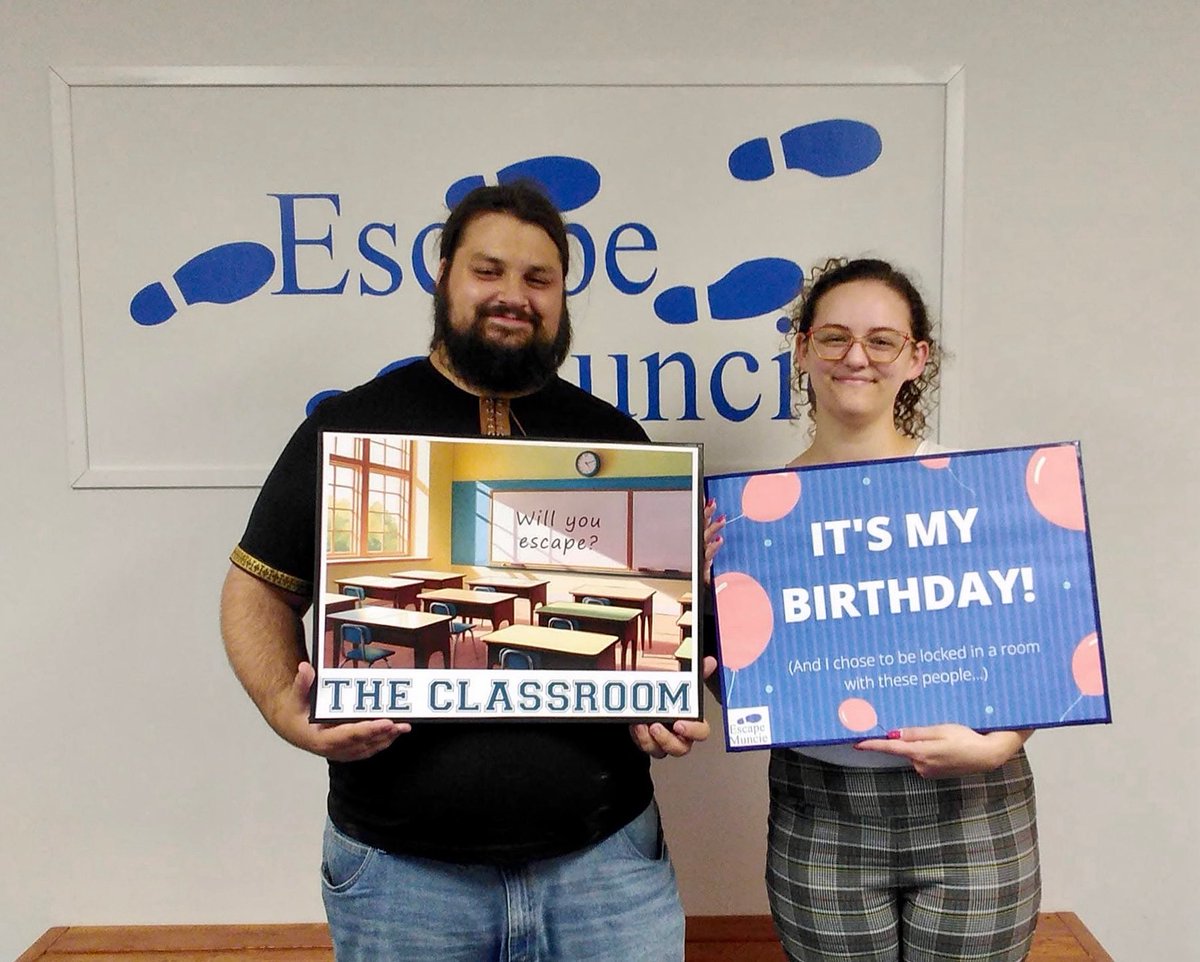 EscapeMuncie's tweet image. The final exam? Crushed it! This team is going to the head of the class! Happy birthday and thanks for playing The Classroom at Escape Muncie! 

#WeEscaped #EscapeMuncie #escaperoom #HappyBirthday #MuncieIndiana