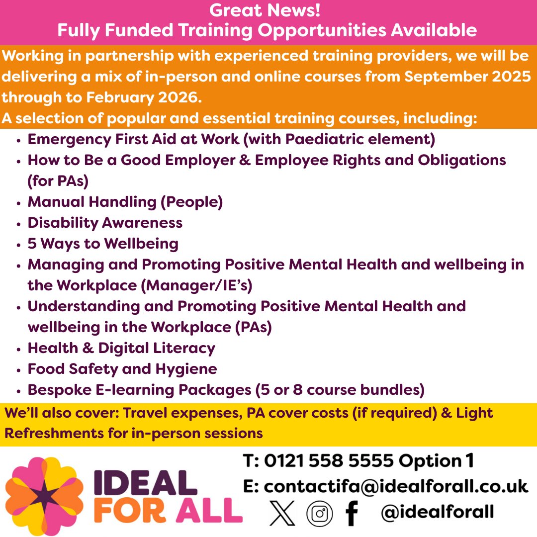 Ideal for All (@idealforall) on Twitter photo You can register and book a place directly on -eventbrite.com/cc/ulo-trainin… - or if you'd prefer support with the booking process, please call us on 0121 558 5555 (Option 1) or email dps@idealforall.co.uk. You can register and book a place directly on -eventbrite.com/cc/ulo-trainin… - or if you'd prefer support with the booking process, please call us on 0121 558 5555 (Option 1) or email dps@idealforall.co.uk.