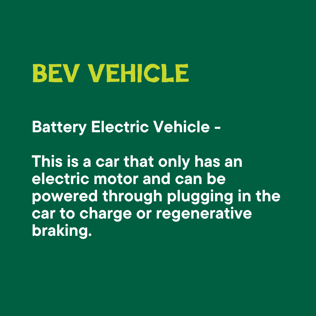 What do the acronyms ICE, PHEV, and BEV mean?

ICE: Internal Combustion Vehicle, any car powered by this motor
PHEV: Plug-in Hybrid Electric Vehicle, a car that uses both an electric &amp; internal combustion motor
BEV: Battery Electric Vehicle, a car that only has an electric motor
