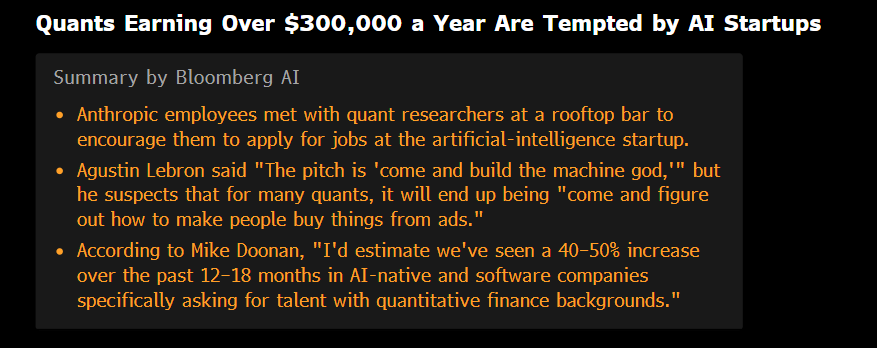 In case you want to shift your quant career from crunching numbers to creating our future AI overlords...