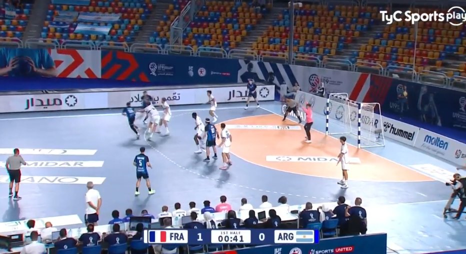 TyCSportsPlay's tweet photo. ¡Segunda presentación de Argentina! 🇦🇷 La Selección masculina de Handball Sub-19 enfrenta a Francia 🇫🇷 por la segunda fecha del Mundial.
Miralo EN VIVO acá👉https://t.co/FtvGklqbYn
#HandballEnTyCSports https://t.co/OOdw8uuDGf