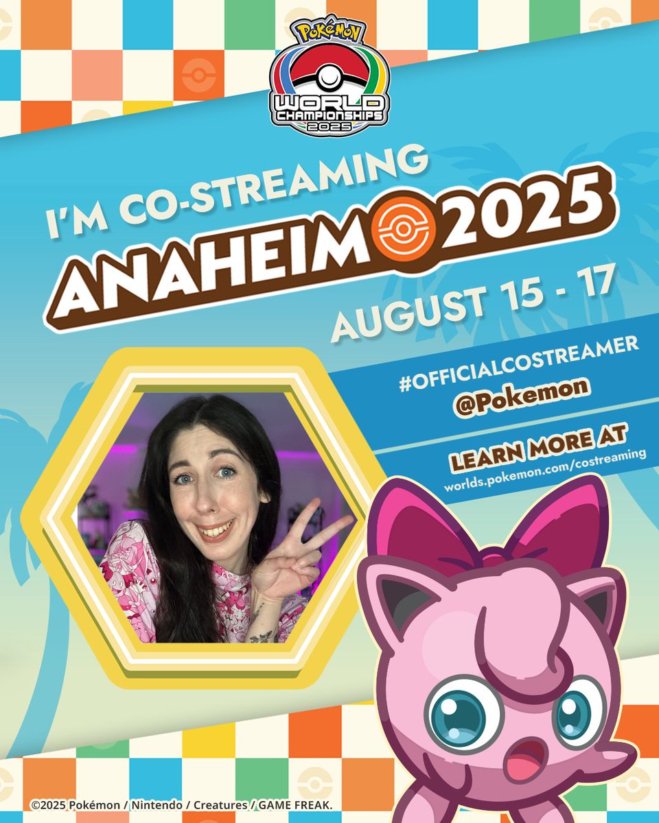theitscolleen's tweet image. I am SO excited to announce that I will be an #officialcostreamer for the @Pokemon World Championships 2025! ✨

I'll be live all next weekend starting August 15th!! ✨