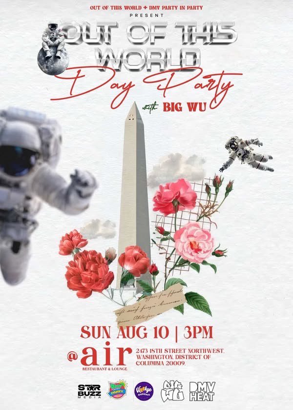 realbigwu's tweet photo. OUT OF THIS WORLD Big WU 
Date: Sunday August 10
Venue:  Air | restauarant + lounge
2473 18th Street Northwest, Washington, District of Columbia 20009, United States
Time: 3pm - 11pm
Tickets 
https://t.co/tRWIdg008A https://t.co/tgW3UN3IFS