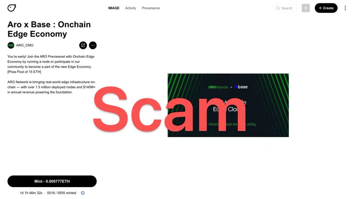 🚨【Important Warning】🚨

We currently have NO NFT minting events!
Please do NOT click on any links from unofficial sources to avoid scams.

Our only official X channel is: x.com/AroNetwork

Stay alert and protect your assets!