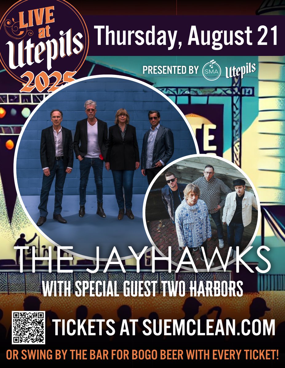 2 weeks away from The Jayhawks only local appearance this summer. Thursday, August 21 we return to <a href="/UtepilsBrewing/">Utepils Brewing Co.</a> in Minneapolis for a show with <a href="/TwoHarbors/">Two Harbors</a>. 

Ticket link: bit.ly/3QH5EH6
Jayhawks tour dates: bit.ly/JayhawksShows
