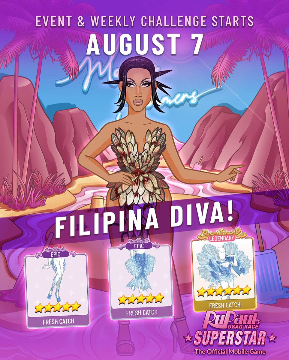 RuPaul's Drag Race Superstar (@rdrsuperstar) on Twitter photo Join <a href="/marinaxsummers/">Marina Summers</a>'s first Werkroom Event to win pieces of her Legendary outfit "Fresh Catch" and matching makeup! Don't ever underestimate a Filipina, because they come hard, girl! #RDRSuperstar Join <a href="/marinaxsummers/">Marina Summers</a>'s first Werkroom Event to win pieces of her Legendary outfit "Fresh Catch" and matching makeup! Don't ever underestimate a Filipina, because they come hard, girl! #RDRSuperstar