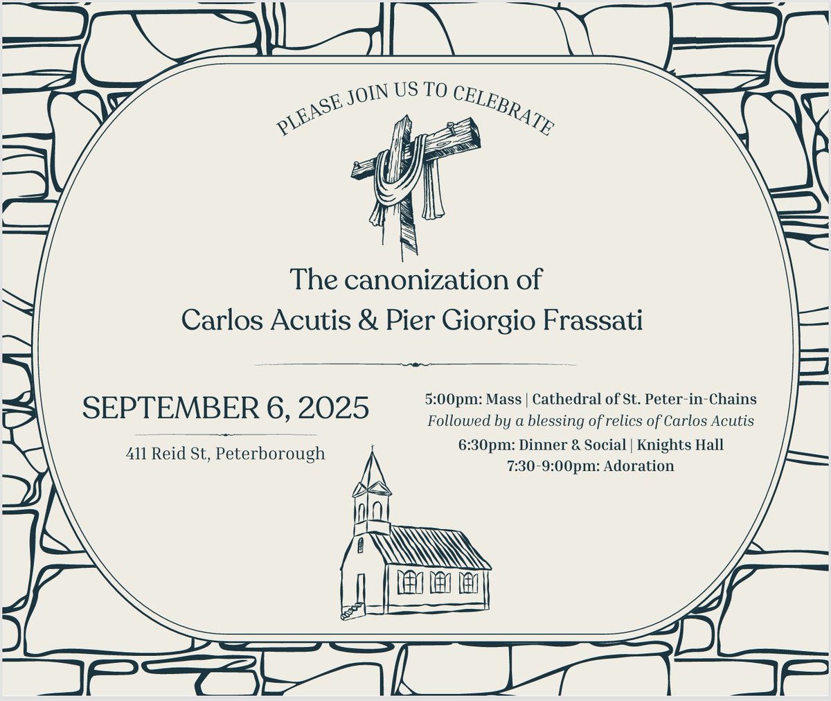 Mark your calendars! The dioceses is celebrating a special Jubilee Mass for Youth to commemorate the canonization of Blessed Carlos Acutis Pier Giorgio Frassati. Mass at 5:00 p.m. at the Cathedral, followed by dinner and Adoration. More information below.