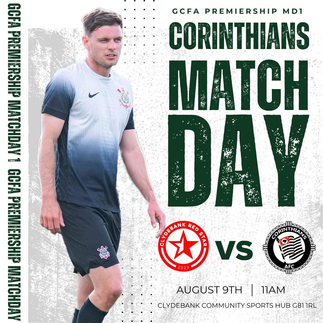 corinthiansafc_'s tweet image. The defence of our @GlasCollegesFA Premiership title begins tomorrow..

We travel to newly-promoted @CbankRedStar for what should be a belter!