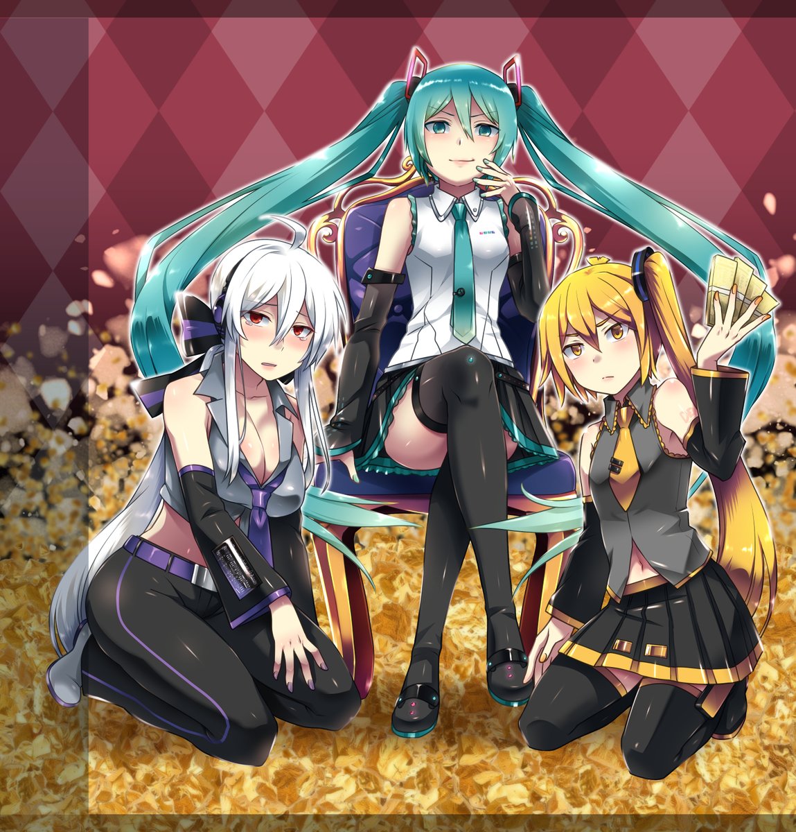 caffein89's tweet photo. ハクの日なのに何も用意してなかったのでオワタPの新譜「ミリオン＼(^o^)／」に描いた絵です　#8月9日は弱音ハクの日 #弱音ハクの日2025 https://t.co/r9UJa1m0tO