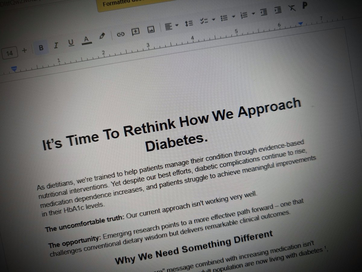 This. Is. Going. To. Ruffle. Feathers. 

- It makes it blatantly obvious (with evidence) that diabetes treatment in primary care is NOT working &amp; is failing patients

- It shares undeniable evidence that therapeutic carbohydrate restriction leads to better clinical outcomes in