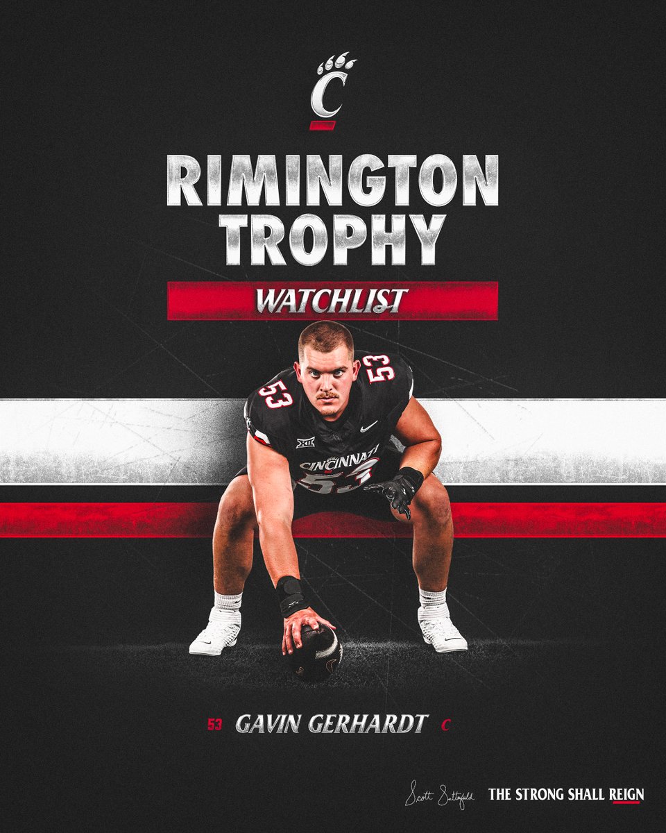 Cincinnati Football (@gobearcatsfb) on Twitter photo 🏆 <a href="/GavinGerhardt/">Gavin Gerhardt</a> has been named to the 2025 Rimington Trophy watchlist
🔗 » gobearcats.com/news/2025/8/8/… 🏆 <a href="/GavinGerhardt/">Gavin Gerhardt</a> has been named to the 2025 Rimington Trophy watchlist
🔗 » gobearcats.com/news/2025/8/8/…