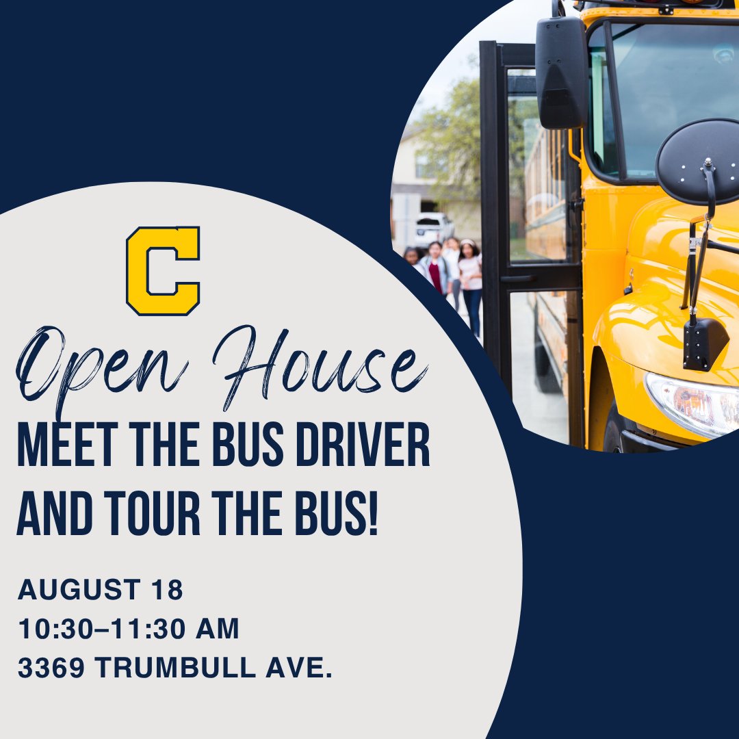 Join us on Monday, August 18 from 10:30–11:30 AM for a special Meet the Driver &amp; Tour the Bus Open House.

This is a great chance for students to get comfortable, meet their driver, and ask questions before the first day. We hope to see you there!