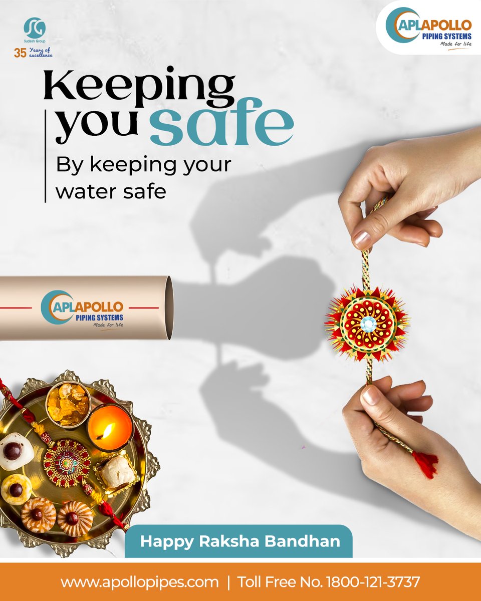 Always protecting you with our durable and strong APL Apollo CPVC pipes!
Happy Raksha Bandhan✨

#HappyRakshaBandhan #Festival #FestiveSeason #Rakhi2025 #BrotherSisterBond #APLApollo #ApolloPipes #APLBond #NeverCracksUnderPressure #HarPressureSeBeasar #MadeForLife