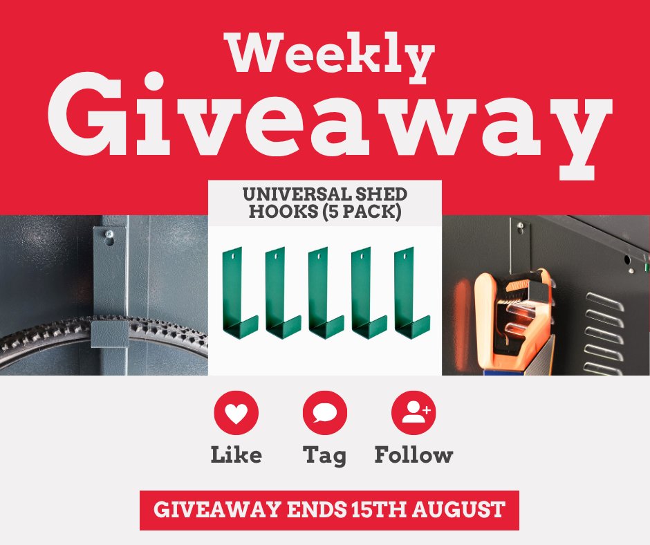 We're big believers that you can never have enough hooks in your shed! This week, we’re giving away another 5-pack of our Universal Shed Hooks.

To enter:
1️⃣ Like this post
2️⃣ Tag a friend in the comments and tell us why you want the hooks!
3️⃣ Make sure you’re following us