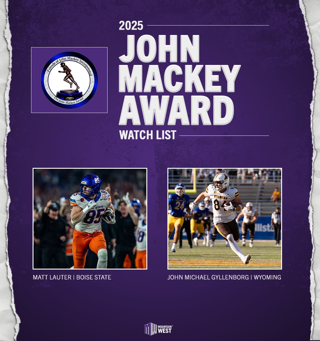 Mountain West (@mountainwest) on Twitter photo ๐๐๐ญ๐ข๐จ๐งโ๐ฌ ๐๐๐ฌ๐ญ ๐๐ข๐ ๐ก๐ญ ๐๐ง๐๐ฌ ๐
<a href="/BroncoSportsFB/">Boise State Football</a>'s Matt Lauter and <a href="/wyo_football/">Wyoming Cowboy Football</a>'s John Michael Gyllenborg have been named to the John Mackey Award preseason watchlist ๐ ๐๐๐ญ๐ข๐จ๐งโ๐ฌ ๐๐๐ฌ๐ญ ๐๐ข๐ ๐ก๐ญ ๐๐ง๐๐ฌ ๐
<a href="/BroncoSportsFB/">Boise State Football</a>'s Matt Lauter and <a href="/wyo_football/">Wyoming Cowboy Football</a>'s John Michael Gyllenborg have been named to the John Mackey Award preseason watchlist ๐