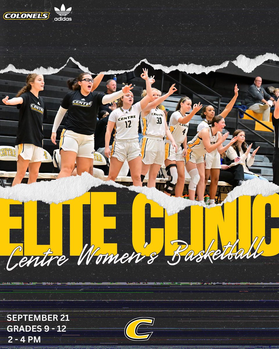 Mark your calendars🗓️ We have our annual Elite Clinic coming up Sunday, September 21st!

⛹️‍♀️Grades 9-12
⏰ 2-4 PM ET

🔗 in bio or go to the Centre Women’s Basketball webpage to sign up!