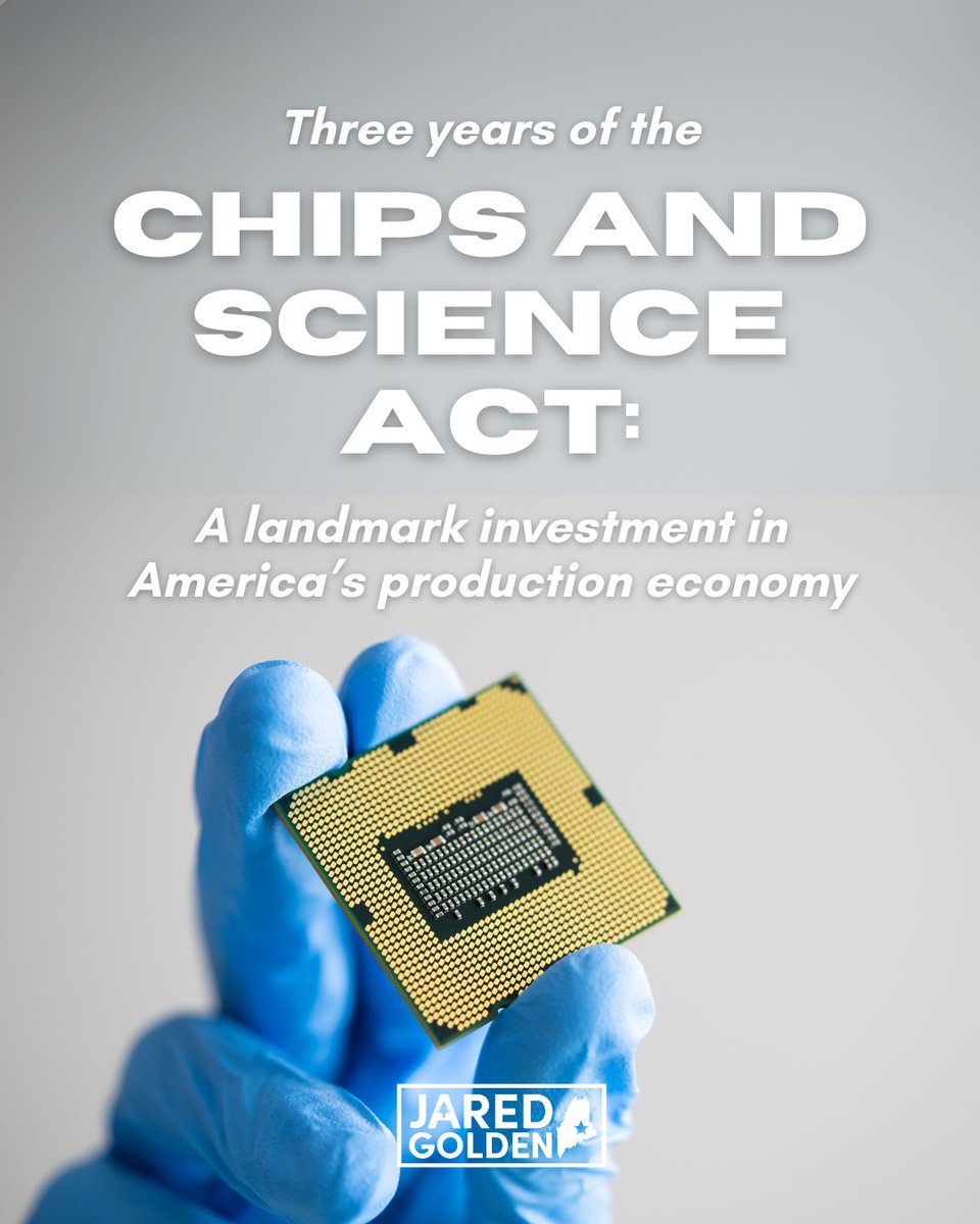 We can’t rebuild America’s manufacturing base by only returning the jobs we originally lost to free trade — it also requires the capacity to build the technologies of today and innovations of tomorrow.

This weekend is the third anniversary of the bipartisan CHIPS and Science