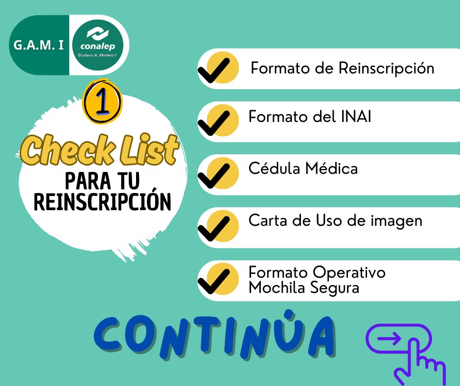 ConalepGAMI's tweet photo. #conalovers 💚💚 que se reinscriben a 3° y 5°.... Esta es tu CheckList de documentos 👇👇👇 https://t.co/dd4ijCF3gY