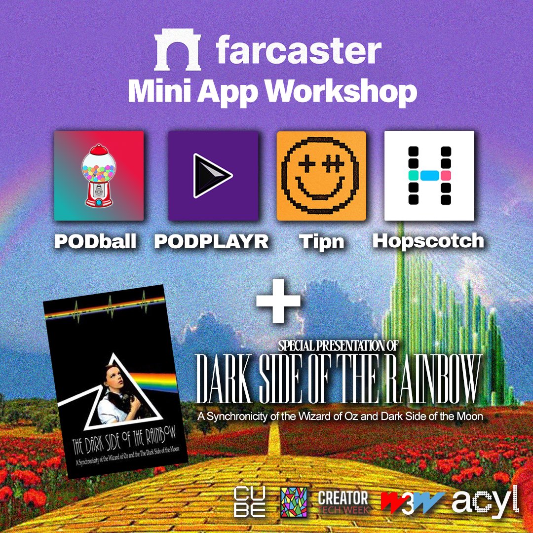 ANY COLOUR YOU LIKE (@acylstudio) on Twitter photo Hey <a href="/farcaster_xyz/">Farcaster</a> Community 👋🏾
Join us August 15th for an evening of discovery in Chicago
Learn more about how
<a href="/xpodplayr/">PODPLAYR</a> <a href="/xpodball/">PODball by The POD 🟣⛔️</a> <a href="/tipnearn/">Tipn</a> <a href="/hopscotch_trade/">hopscotch.trade</a>  are using mini apps to elevate themselves
Followed by a special screening of Dark Side of the Rainbow by ACYL🌈 Hey <a href="/farcaster_xyz/">Farcaster</a> Community 👋🏾
Join us August 15th for an evening of discovery in Chicago
Learn more about how
<a href="/xpodplayr/">PODPLAYR</a> <a href="/xpodball/">PODball by The POD 🟣⛔️</a> <a href="/tipnearn/">Tipn</a> <a href="/hopscotch_trade/">hopscotch.trade</a>  are using mini apps to elevate themselves
Followed by a special screening of Dark Side of the Rainbow by ACYL🌈