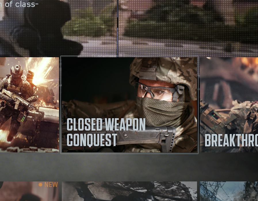 The Closed Weapon Conquest game mode feels WAY better than the unrestricted one.  It's a little less chaotic and the flow of each match feels so much more like BF than the unrestricted Conquest.