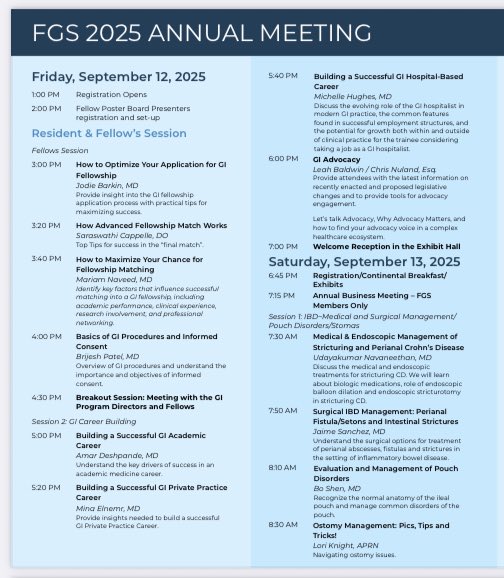 Mariam Naveed, MD (@mn_gimd) on Twitter photo Second that! <a href="/ibdgijami/">Jami Kinnucan, MD, FACG, AGAF, FCCF</a>
Fellows & residents - don’t miss the dedicated sessions <a href="/FLGastroSociety/">FL Gastro Society</a> 2025!
From application tips to career planning, it’s all happening Friday, Sep 12th 3–5:40 PM.
I’m excited to share my talk on “ Maximizing Your Chance for Fellowship Matching “ Second that! <a href="/ibdgijami/">Jami Kinnucan, MD, FACG, AGAF, FCCF</a>
Fellows & residents - don’t miss the dedicated sessions <a href="/FLGastroSociety/">FL Gastro Society</a> 2025!
From application tips to career planning, it’s all happening Friday, Sep 12th 3–5:40 PM.
I’m excited to share my talk on “ Maximizing Your Chance for Fellowship Matching “