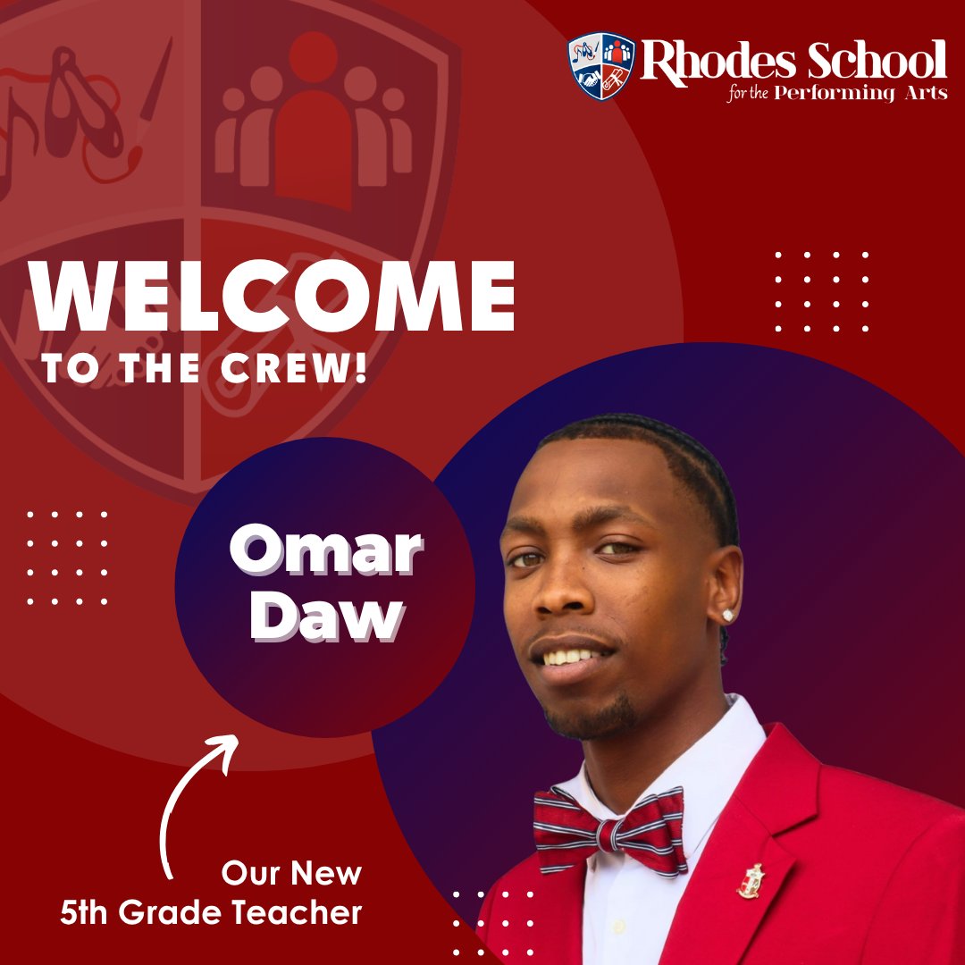 New CREW Alert!🎉 Mr. Daw's 25-26 motivational quote is, "The classroom is where voices grow wings. Teach them their story, and they'll soar past limits." 🌟 Drop him a warm hello below!❤️Visit Mr. Daw at the Meet the Teacher this Monday, 8/11, from 5-7 PM! 

#RhodesSchool