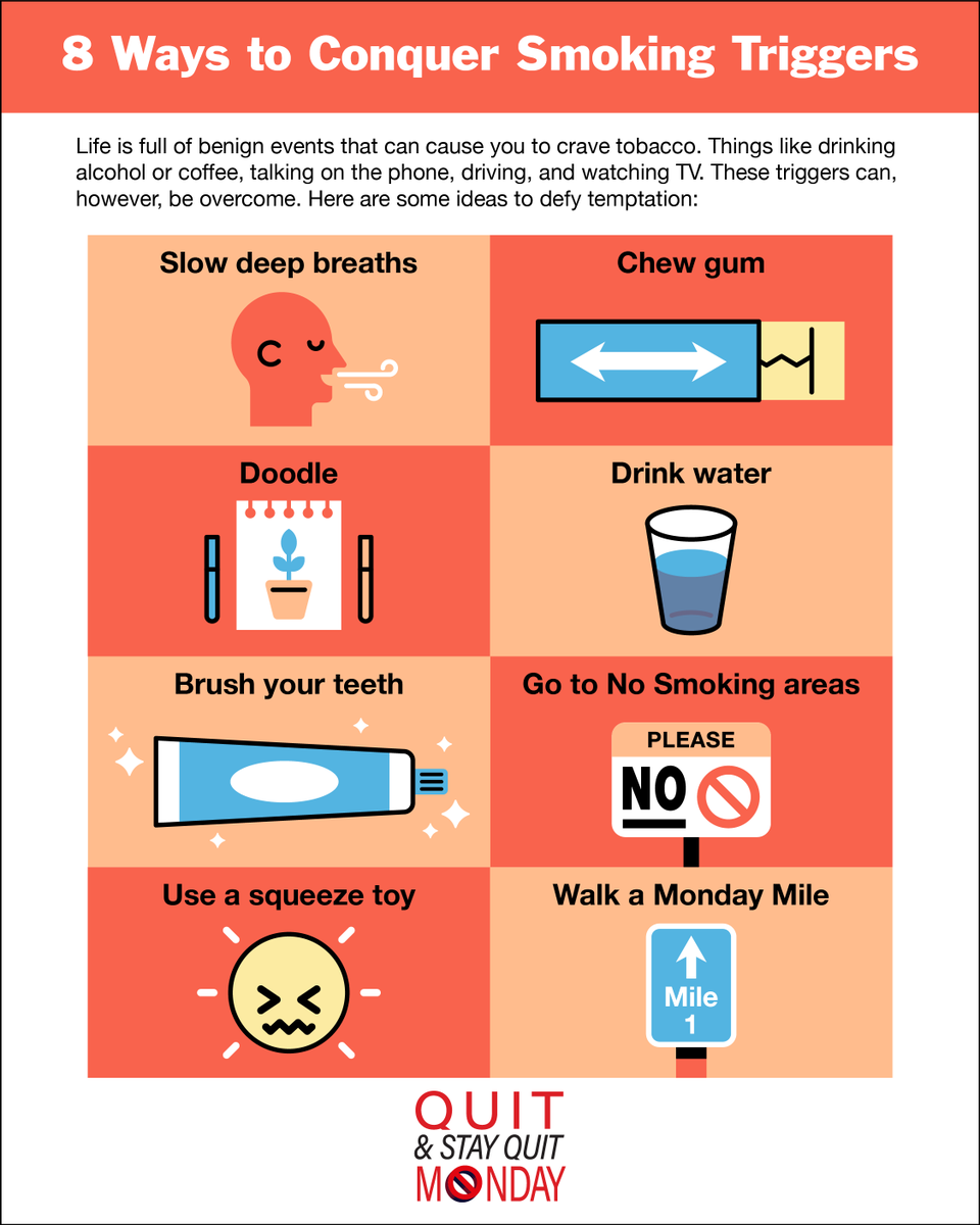 LNKhealth's tweet image. #Cravings will come up after quitting smoking or vaping. Being aware of your #triggers and knowing how to avoid them is important. In addition, here are some other #helpful things you can do.